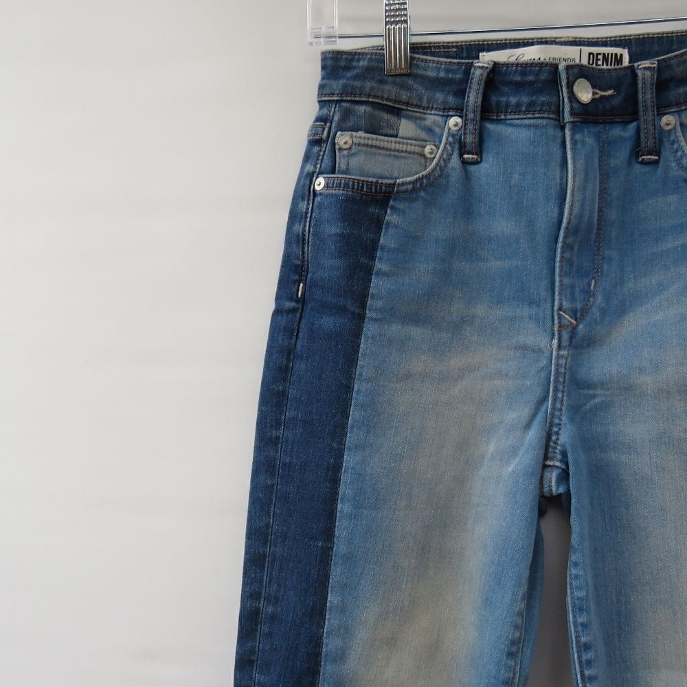 Lovers and Friends Womens Size 26 Mason Two Tone Blue Denim Raw Hem Jeans - Picture 9 of 16